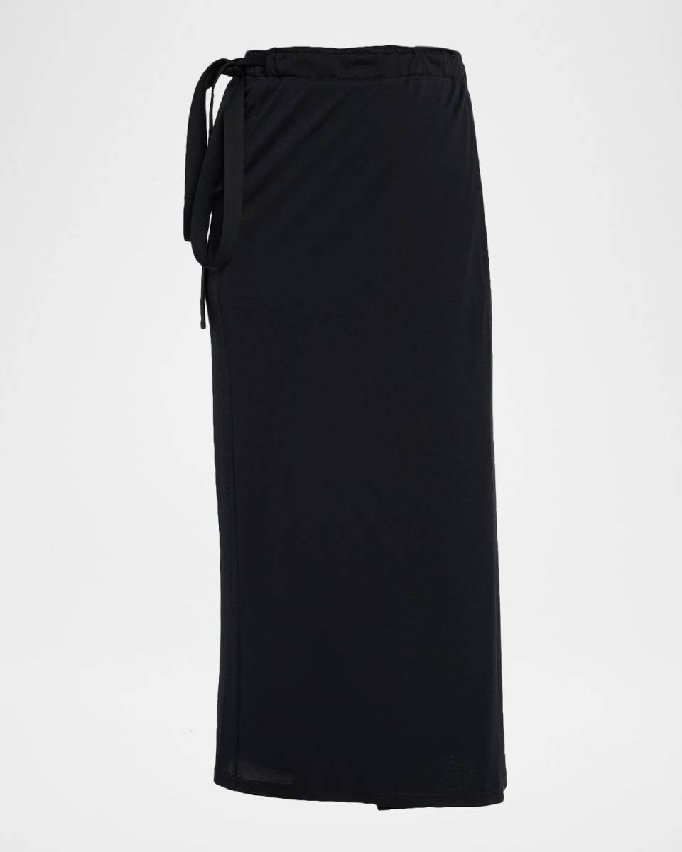 Cotton Midi Wrap Skirt